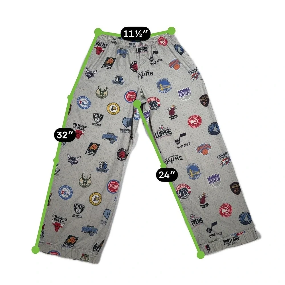 Pottery Barn Teen NBA Loose Fit Pajama Set Small All Team Logos Cotton